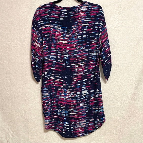 Michael Stars Barcelona Crepe Print Colorful Abstract Shirt Dress Large - Picture 4 of 9